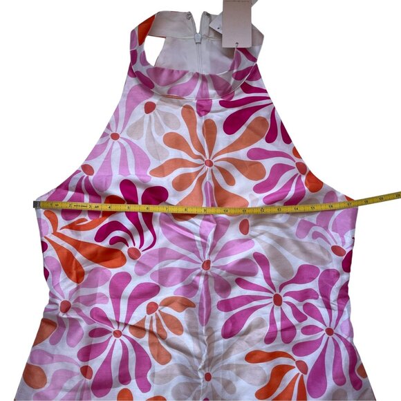 NWT Anthropologie Hutch Jones Halter Mini Dress | Mod Retro Pink Orange Floral | - Picture 9 of 9